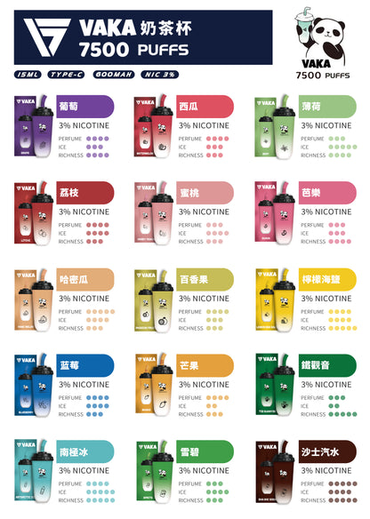 VAKA奶茶杯7500口 超大容量拋棄式 一次性電子煙