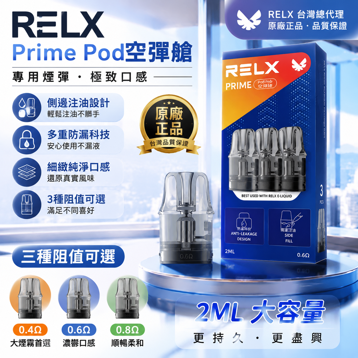 RELX PRIME 悅刻注油空彈 專用空倉 3.5ML 一盒三入